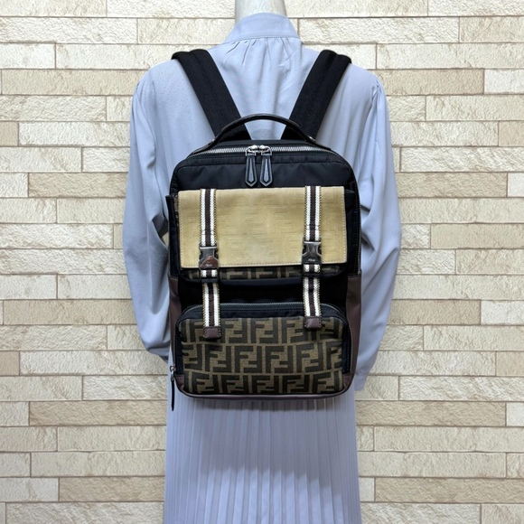 Pre-owned Fendi Zucca Backpack/Daypack, Nylon 7VZ047, Men's